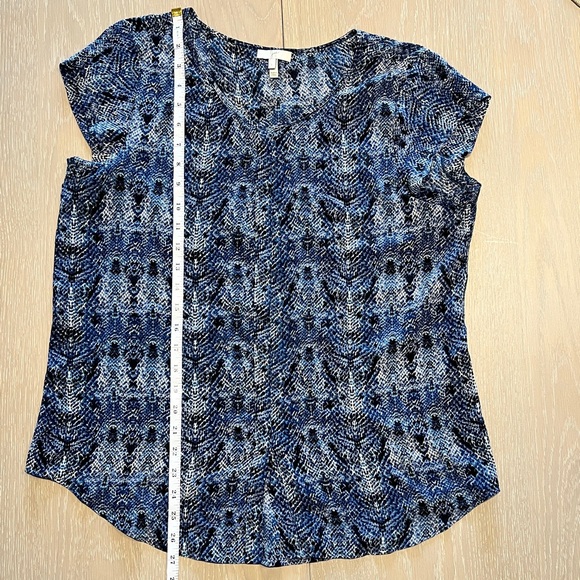 Joie Snakeskin Silk Blouse Shirt Women’s Small Blue Short Sleeve Button Down - Picture 9 of 11